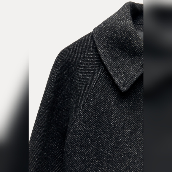 ZARA ZW COLLECTION WOOL BLEND JACKET WITH ZIP - Picture 9 of 11